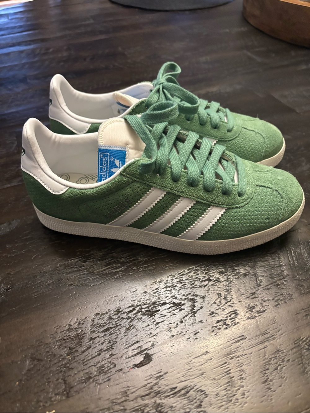 adidas Green and White Suede Samba Sneakers